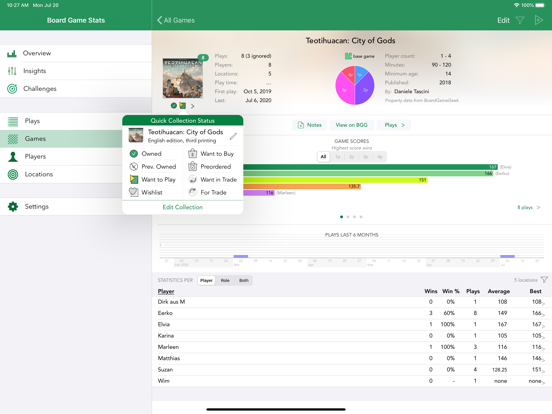 Board Game Stats Screenshot 7
