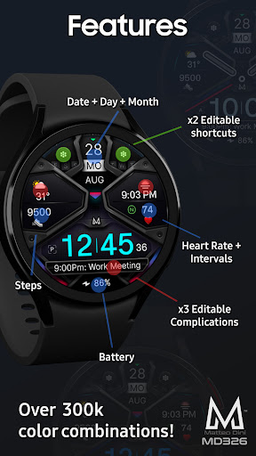 MD326 3D Modern Watch Face Screenshot 6