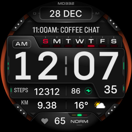 MD332 Digital watch face Screenshot 16