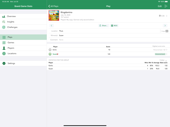 Board Game Stats Screenshot 6