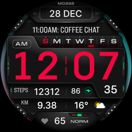 MD332 Digital watch face Screenshot 16