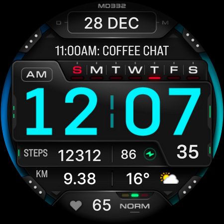 MD332 Digital watch face Screenshot 8