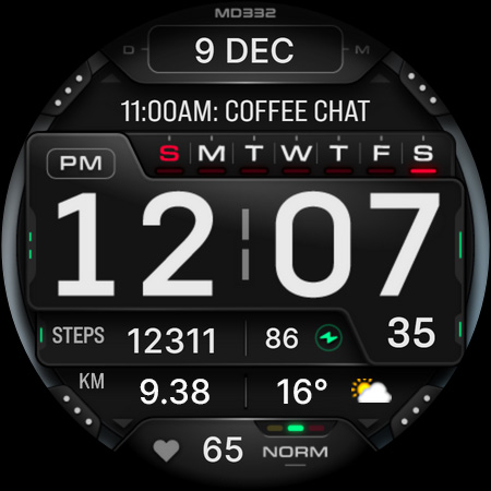MD332 Digital watch face Screenshot 13