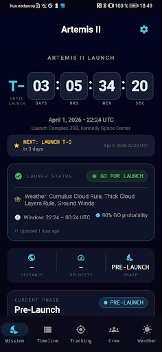 Artemis II Tracker Screenshot 2