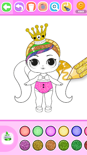 Princess Coloring Book Glitter Screenshot 11
