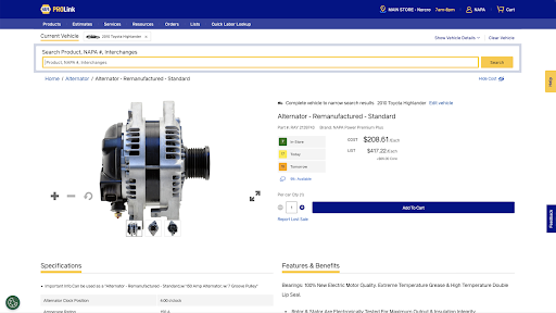 NAPA PROLink Screenshot 17
