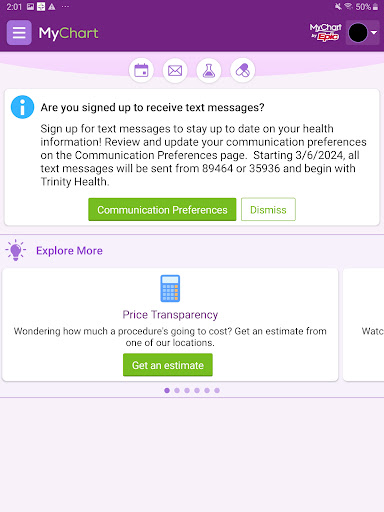 Trinity Health MyChart Screenshot 2